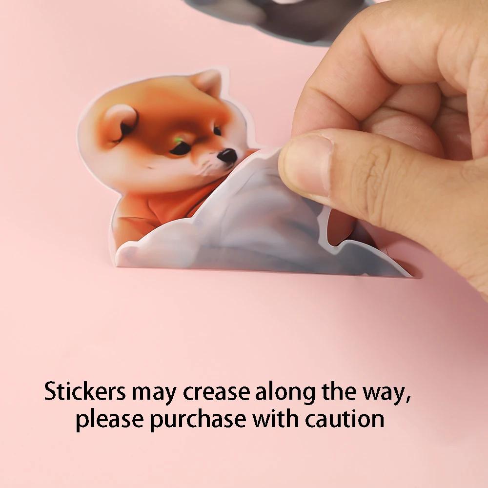 2PCS 3D Shiba Inu Dog Belly Sticker Cute Puppy Office Desk Pinching Relaxing Silicone Self-adhesive Stress Relieving Stickers