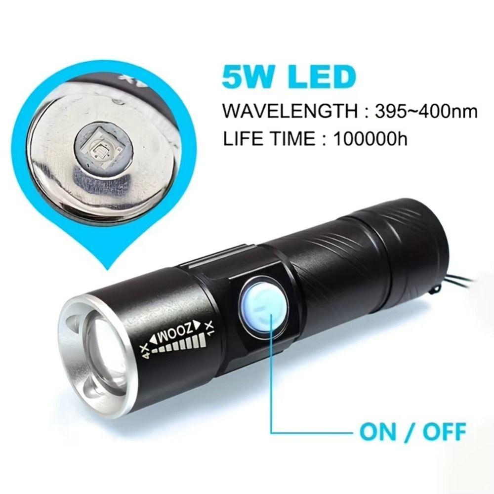 Lightweight Portable UV Flashlight UV 395NM Detection Lighting Lamp  For Pet Stacks