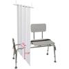 YISURE Split Shower Curtain for Bath Sliding Transfer Benches, White Polyester 80x74 Bath Curtain with Two 13.4x11.8-Separated-Away Slits at Bottom,