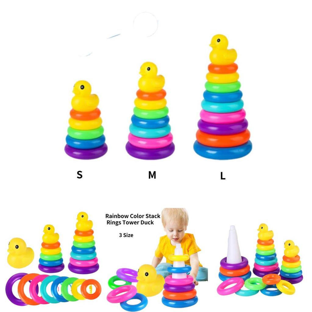 Jenga Rainbow Color Ring Stacking Tower Duck Tub Play Toys Baby Development