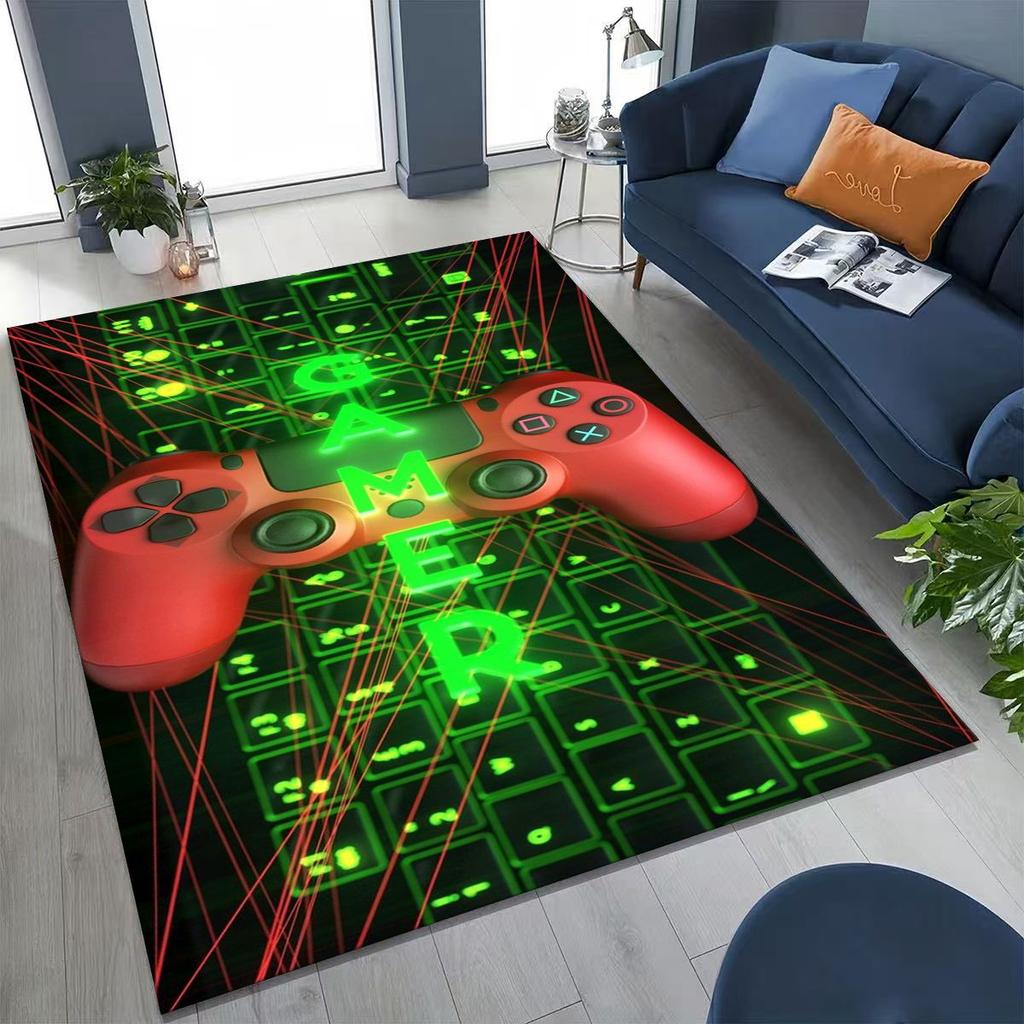 3D Retro Gamer Zone Spielteppich mit Controller-Motiv, ideal für Schlafzimmer, Wohnzimmer, Sofa, Wohnzimmer und als Fußmatte. Rutschfeste Bodenmatte für Kinder.