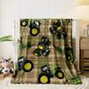 Green Tractor Plaid Blanket bedroom Blanket for Livingroom Couch lunch break Soft throw for Friend's festival Gift