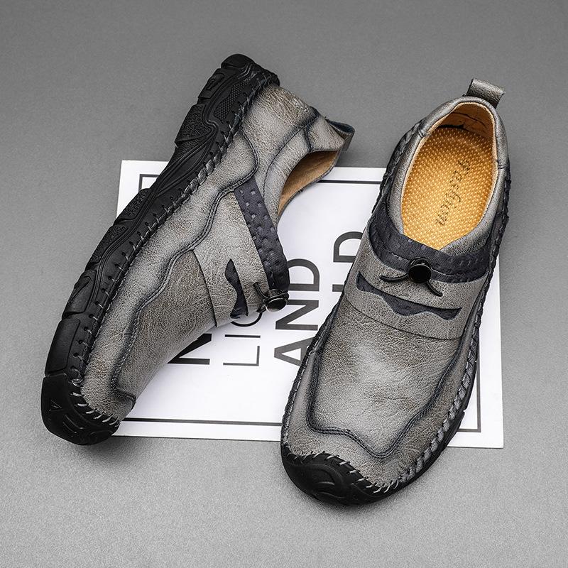 

Outdoor large size 48 leather shoes men s genuine leather soft sole wear-resistant one-pedal men s casual leather shoes hiking shoes men s 38 сірий колір