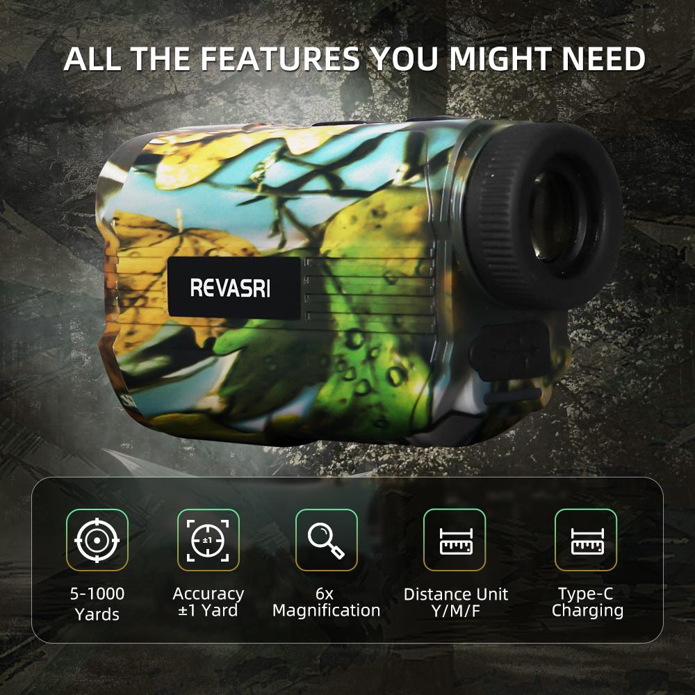 REVASRI Mini Hunting Rangefinder 1000yds Camo Range Finder Multi Functional High-Precision Rangefinder for Outdoor Wild Hunting