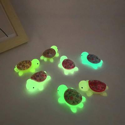 Cartoon Luminous Turtle Flower Printing Turtle Diy Ornament Glow-In-The-Dark Resin Accessories Aquarium Fish Tank Miniature