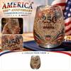 Gedenk-Stieloses Glas 420ml 250. Jahrestag USA 1776-2026 Feuerwerk und Schild Design Langlebiges Trinkgeschirr