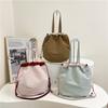 Contrasting Color Casual Handbag Large Capacity Folding Bucket Bag Small Fresh Drawstring Bundle Single Shoulder Women's Bag
