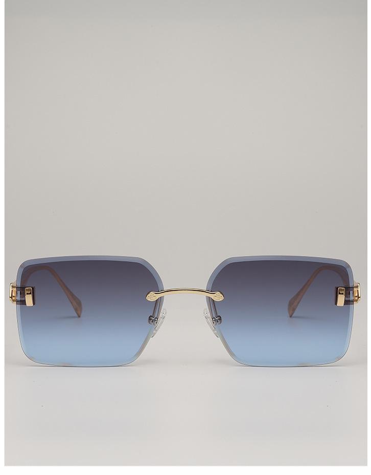 European & American Frameless Gradient Sunglasses: Trendy Large Metal Frames