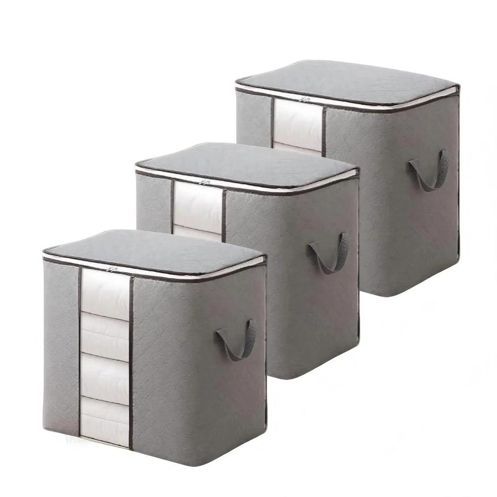 1Pcs Foldable Storage Bag Zipper Clothing Storage Box Clothing Storage Bag Non-woven Fabric with Handle Storage Bag