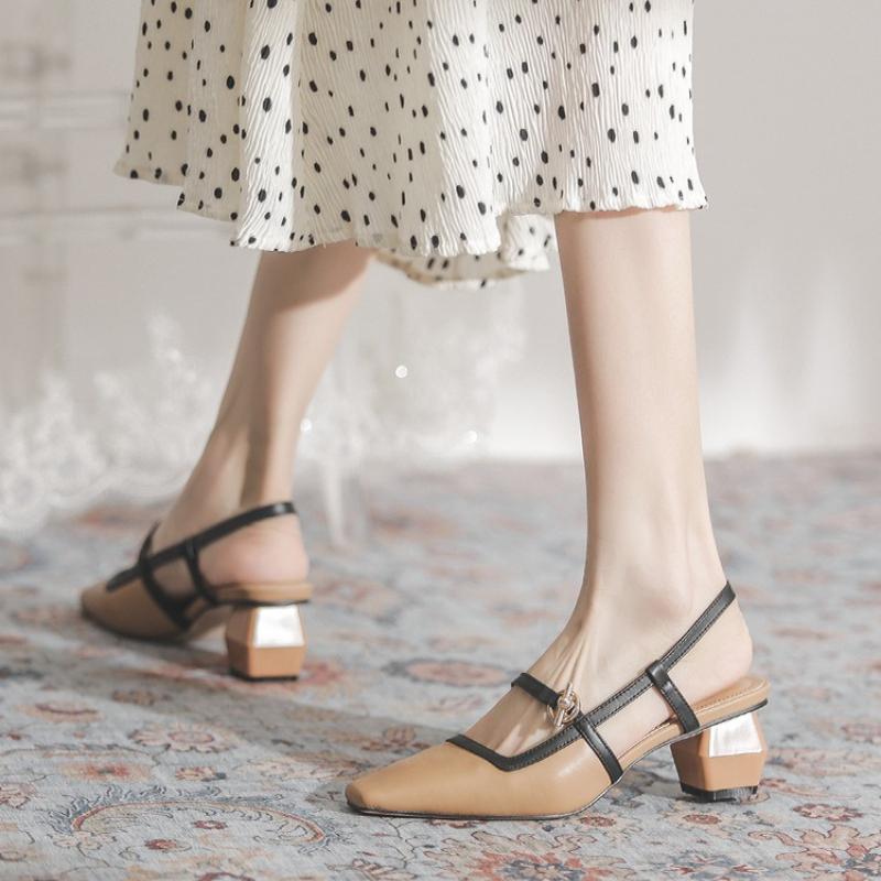 Mode 2025 Neue Absatzschuhe Absatz Damen Sommerschuh Eckige Zehenpartie Dame Damen Schuhwerk Außergewöhnlicher Absatz Sandalen Damen Sandalen Damenschuhe