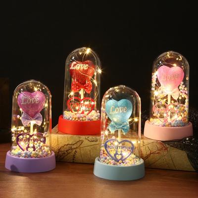2 Pcs Love Heart In A Dome LED Light Up Heart Ornament Anniversary Valentine's Day Christmas Birthday Gift for Women Her Wife Mom