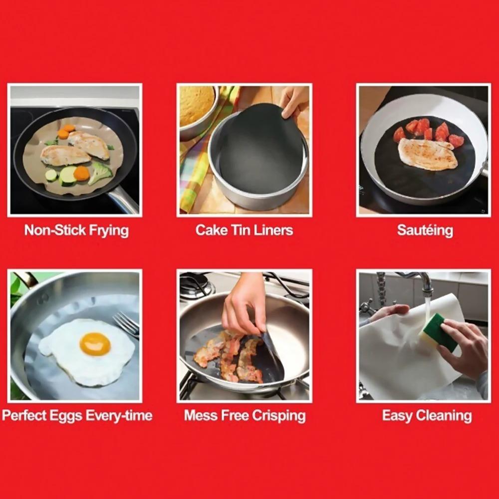 24cm Round Non Stick Pan Liner Sheet High Temperature for Frying Pan Wok Kitchen BBQ and Baking