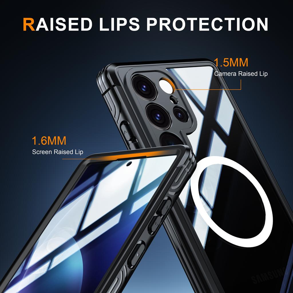 Custodia Magnetica Impermeabile IP54 Anti-Schizzi per Galaxy S26 S25 Edge S24 Ultra Plus S23 FE A16 A36 A56 A17 A37 A57 A55 Schermo in Vetro