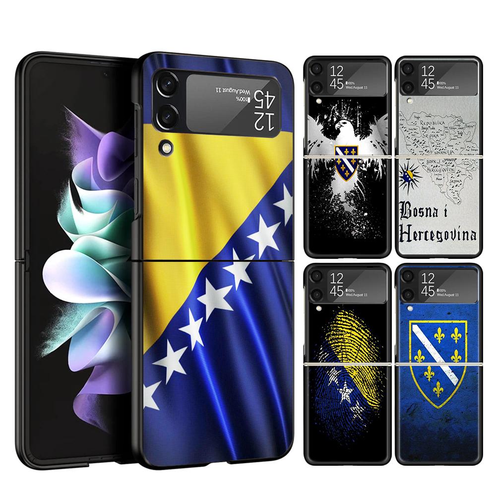 Bosnia And Herzegovina Flag Cover Phone Case For Samsung Galaxy Z Flip 7 6 5 4 3 5G Flip7 Flip6 Flip5 Flip4 Flip3 Black Fundas S