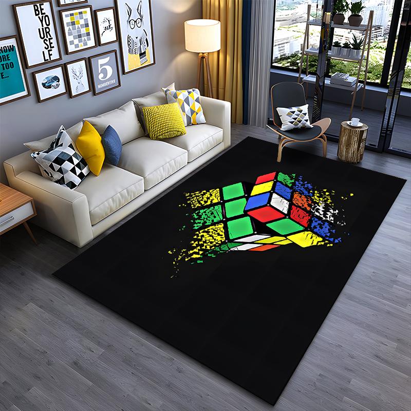 

Colorful Rubik s Cube Pattern Carpet Suitable for use as an anti-slip game mat for living room and bedroom sofas 40x60cm( 15x23in )
