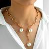 Gioielli creativi con collana da donna, spilla con perle finte, catena regolabile in lega