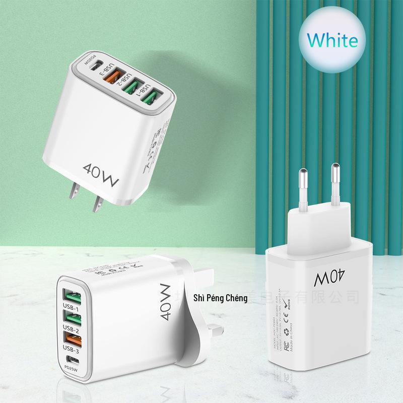 

1 TYPE-C + 3 USB Mobile Charger with European/American/British Plug, PD20W + QC3.0 Fast Charging Color Packaging Box (No Product) чорний