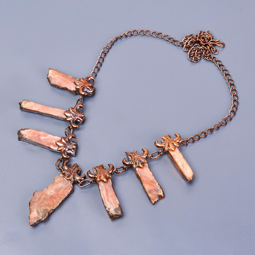 Fancy Sunstone Gemstone Chain Best Friend Gift Hook New Necklace Jewelry Copper V-17