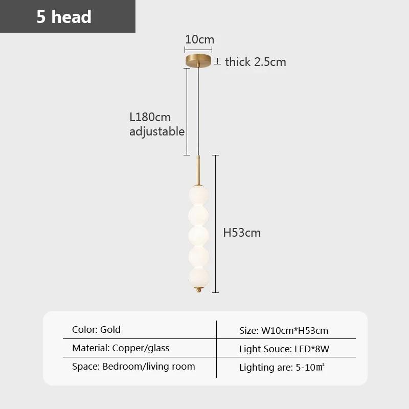 Nordic Glass Pendant Lights LED Copper Wind Gourd 3-8 Head Bedside Hanging Decoration Study Bedroom Living Room Home Accessorie