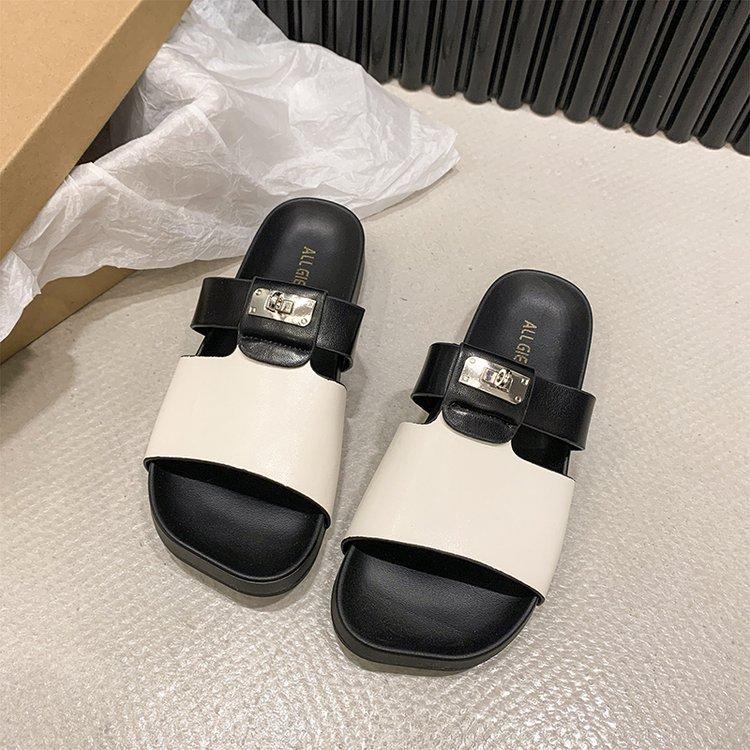 

[Youshilai] Fairy wind-cool slippers women s outer wear 2025 summer new open-toed versatile one-word slippers 40