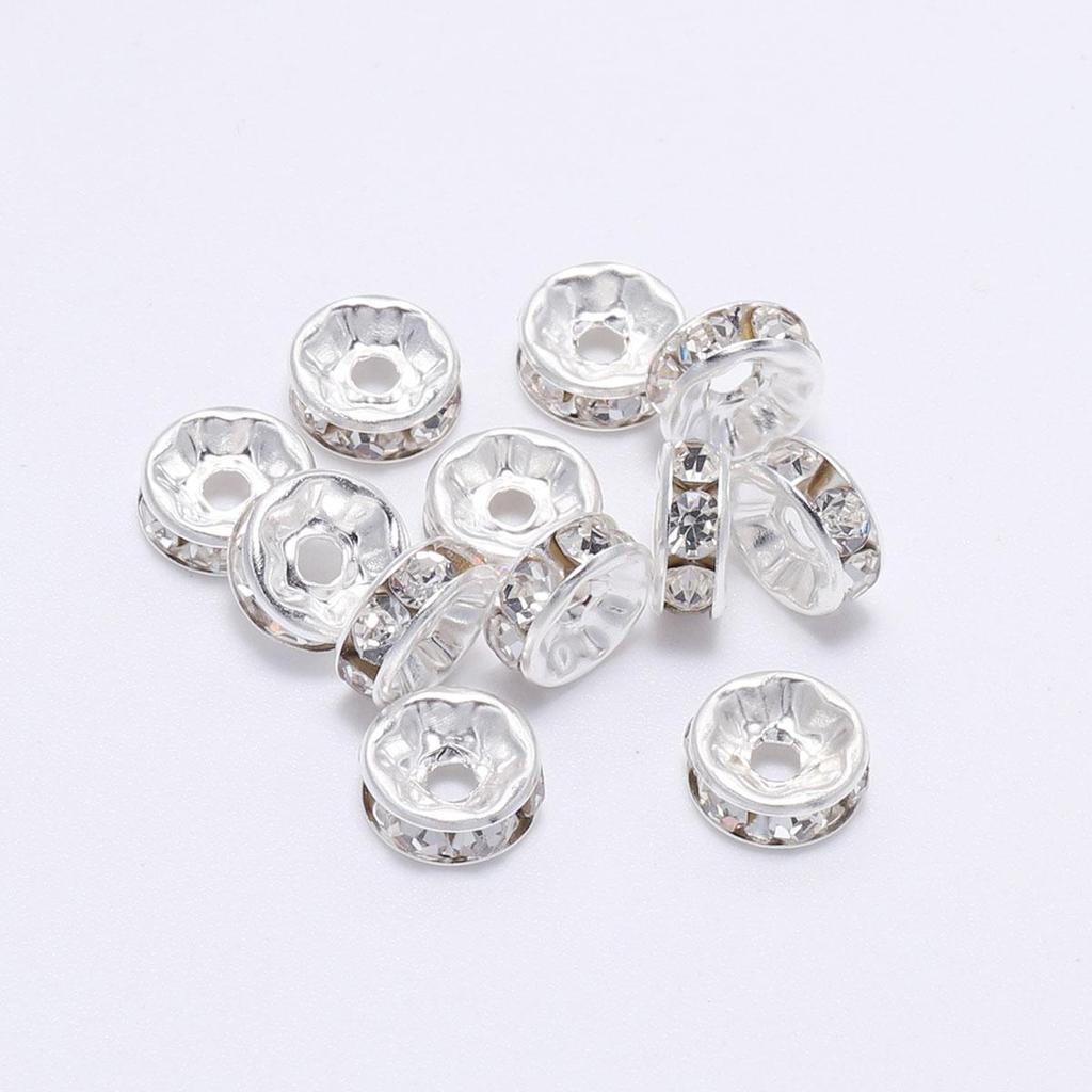 50 adet/grup 4 6 8 10mm Rhinestone Rondelles Kristal Boncuk Gevşek halka boncuk DIY Takı Yapımı için Aksesuarları Tedarikçisi