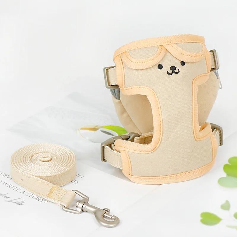 Classic Cute Small Dog Harness and Leash Set Step-in Adjustable Puppy Cat Dog Vest Harnesses Backpack Pet Harness for Small Medium Dogs
