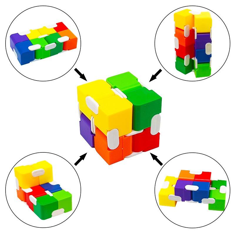 Regenbogenfarbe Abs Unendlicher Zauberwürfel Anti-Stress-Spielzeug Einfach zu spielen Handkreisel Büro Würfel Stressabbau Spielzeug