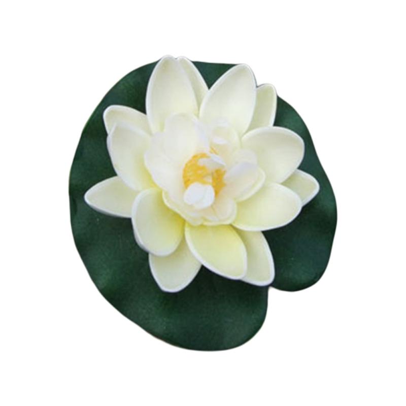 Artificial Floating Foam Lotus with Water Lily Pad Flower Lifelike Floral Ornanment for Home Garden Pond Decor Assorted Colors