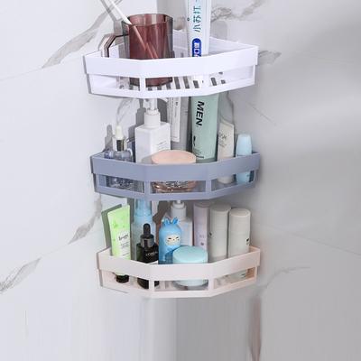 1 stücke Wand-montiert Kein Stanzen Dreieck Regal Dusche Bad Ecke Toilettenartikel Halter Ecke Home Organizer Kunststoff Lagerung Rack