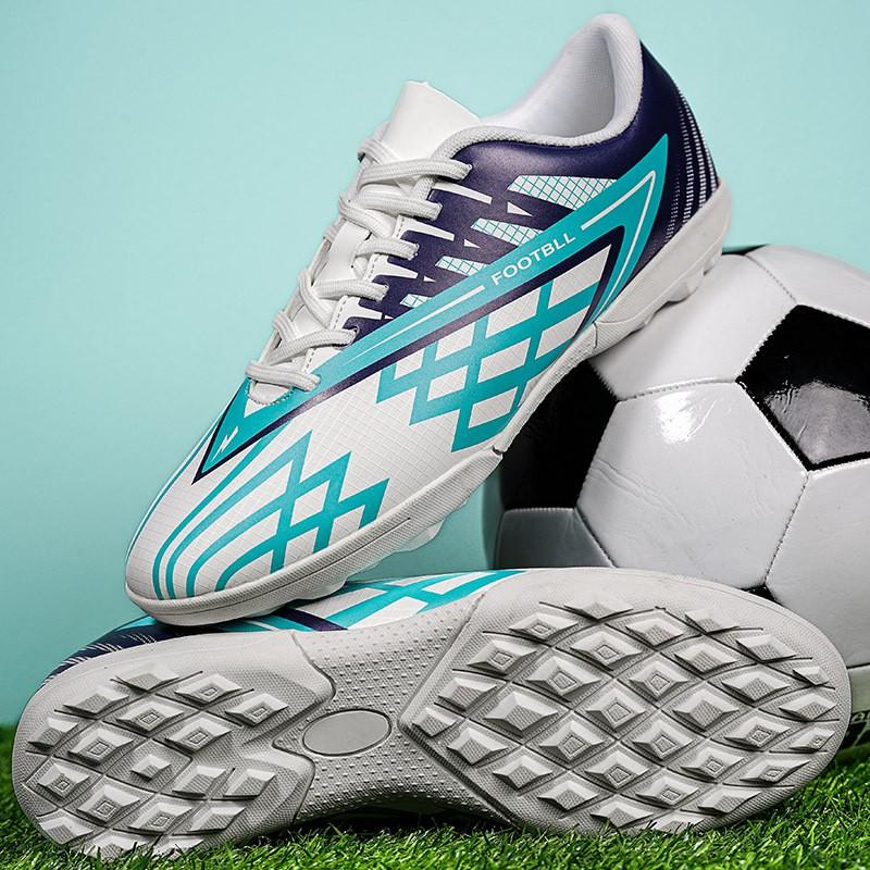 Youth Low-Cut Football Cleats Turf Grass Fields Flexible Sole Breathable Mesh Lining Rubber Outsole