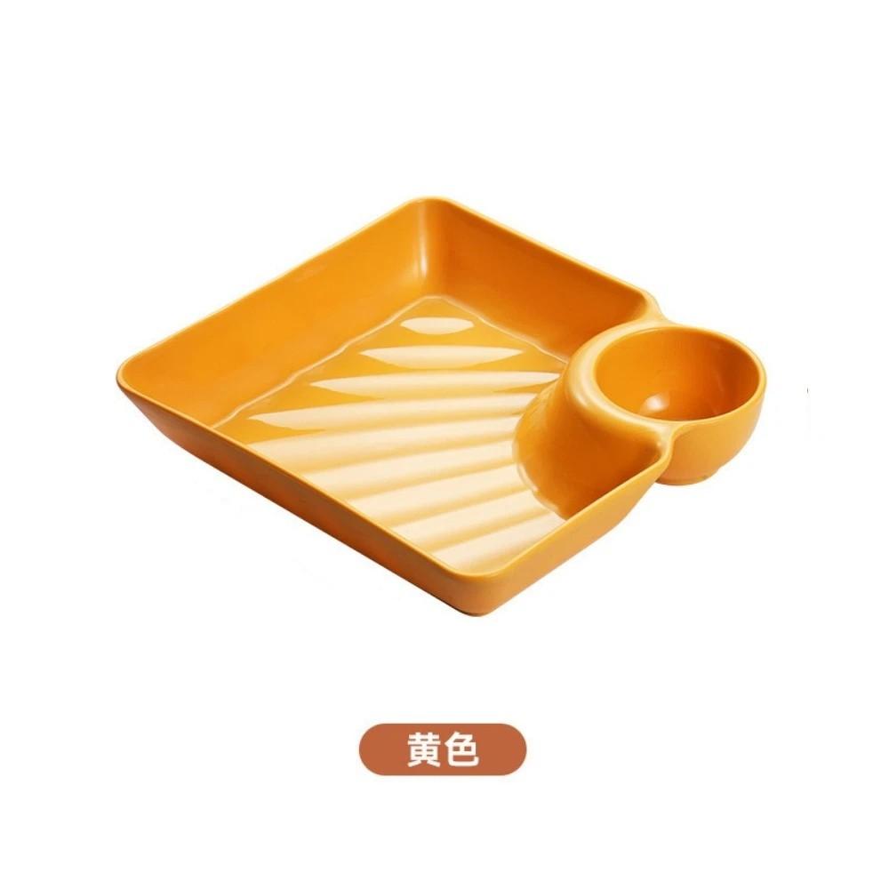 10Pcs Square Divided Plates Sauce Compartment Serving Platter Set Chips Dip Plates Party Plates жёлтый