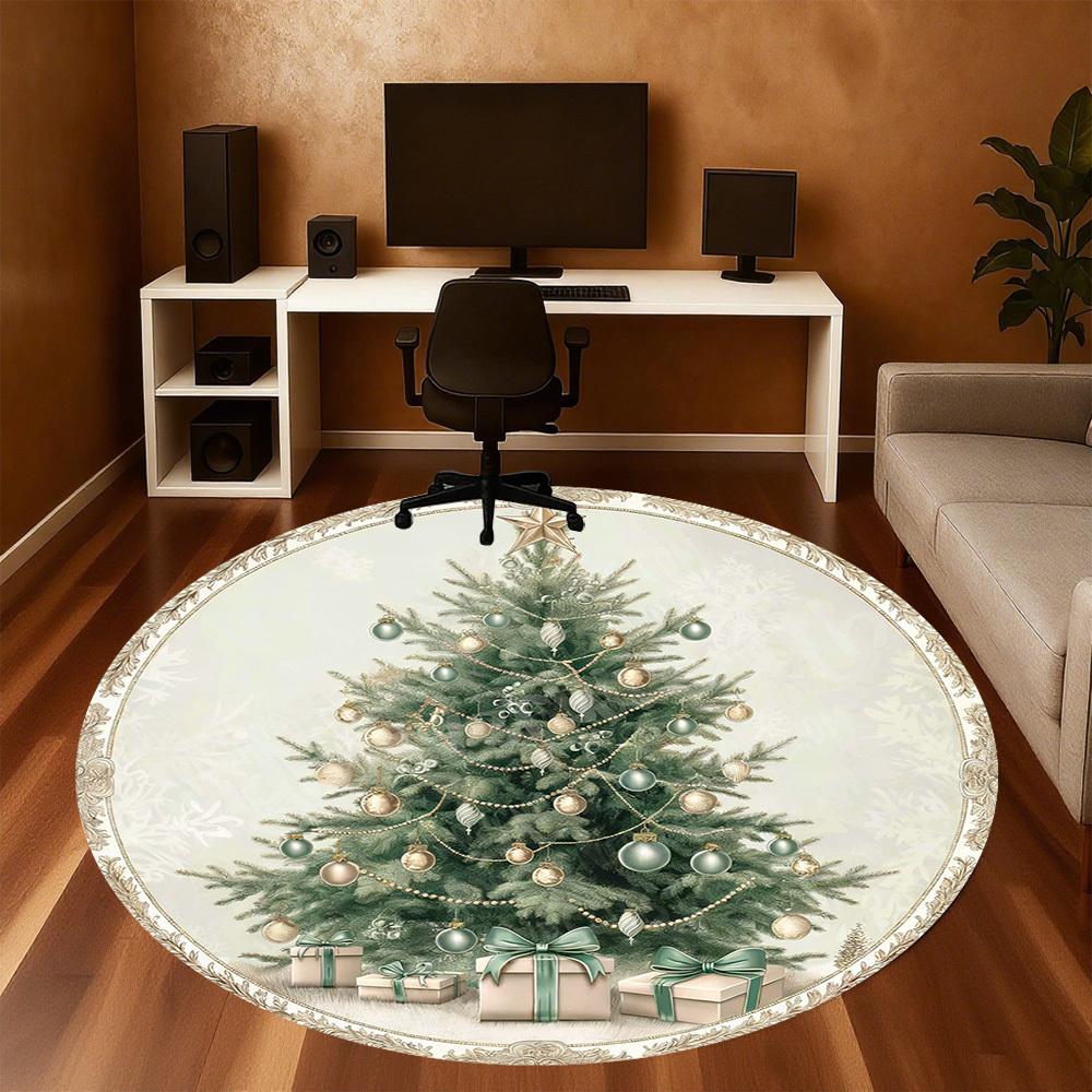1PC Christmas tree Office Round Area Rug, Under Office Chairs Bedroom Living Room Home Decor, Carpet for Office -1110043