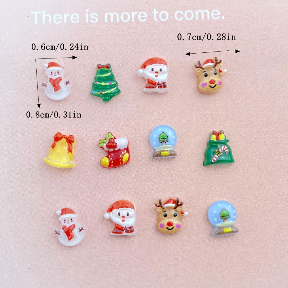 100 Stück Süße Harz-Mini-Weihnachtsbäume, Schneemänner, flache Rückseite, Schmuckherstellung, Maniküre, Haarschmuck-Zubehör