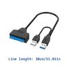 Double USB3.0 to Serial ATA Converter Cable Wire 30cm Long 5Gbps Stable Data Transmission for 2.5/3.5Inch External HDD