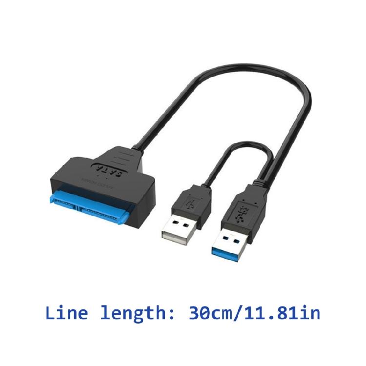 Double USB3.0 to Serial ATA Converter Cable Wire 30cm Long 5Gbps Stable Data Transmission for 2.5/3.5Inch External HDD