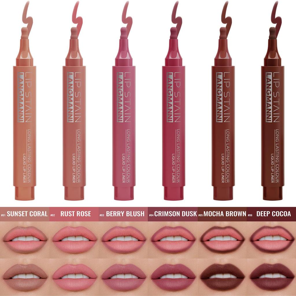 Makeup Lipstick Lips Dye Marker Pen Long-lasting Hydrating Waterproof Matte Lip Gloss Lipliner Contour Non-stick Cup Lip Stain