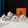 World Football Ceramic Cup with Lid, Sports Souvenir Planet Mug, Coffee Water Cups, Handheld Gift