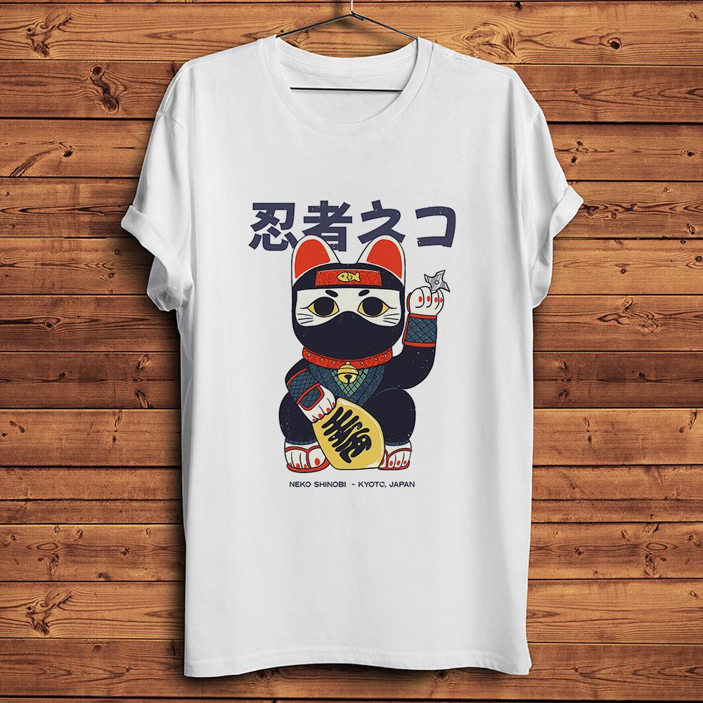 Lucky Unisexeki Ninja Cat Funny Shinobi Neko Meow TshirtCasual Short Sleeve White Unisex TShirtBreathable Nocracking Printing S