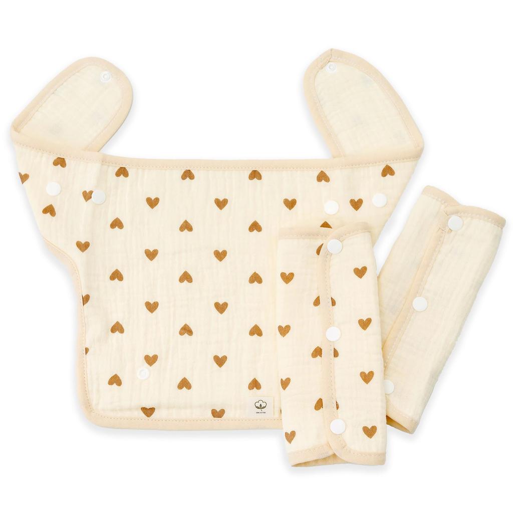 Designed by plunmoln Ibul Baby Carrier with Drool Highly Absorbent and Set with Cotton Moms Cover, Waterproof, 3-Piece Bib, 100% (A)