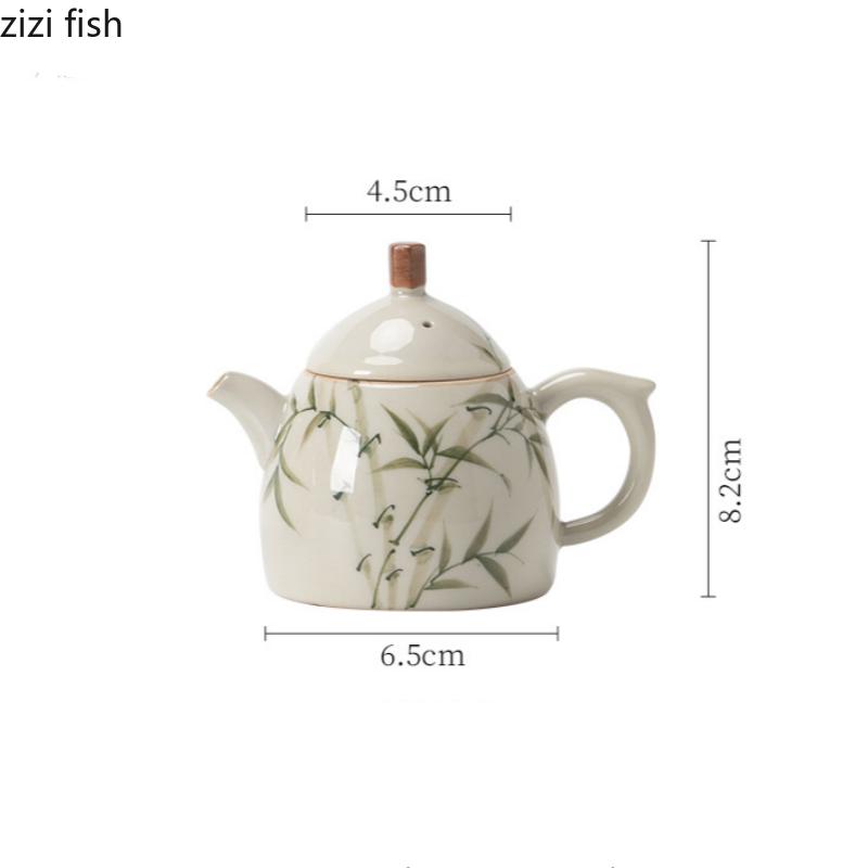 Bamboo Patterned Ceramic Teapot Single Pot Kung Fu Tea Set Teas Maker Filter Kettle Tea Kettle Teas Making Utensils Teaware Tool