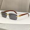 New frameless trimmed personalized sunscreen sunglasses catwalk travel fashion versatile wood grain legs advanced sunglasses