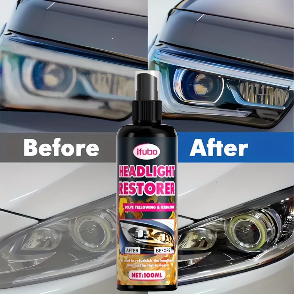 Professional Car Headlight Restoration Kit - Removes Yellow Coating, Enhances Brightness & Scratch Removal with Polishing | PE M