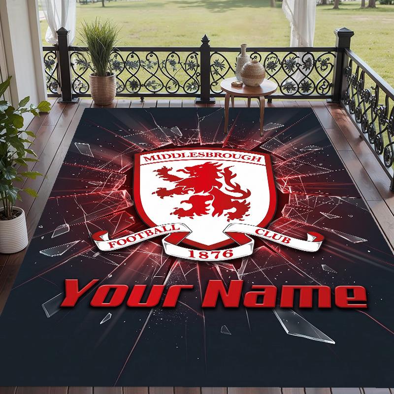 Custom Text Printed Rug Middlesbrough FC Non Slip Floor Carpet For Home Room Decor