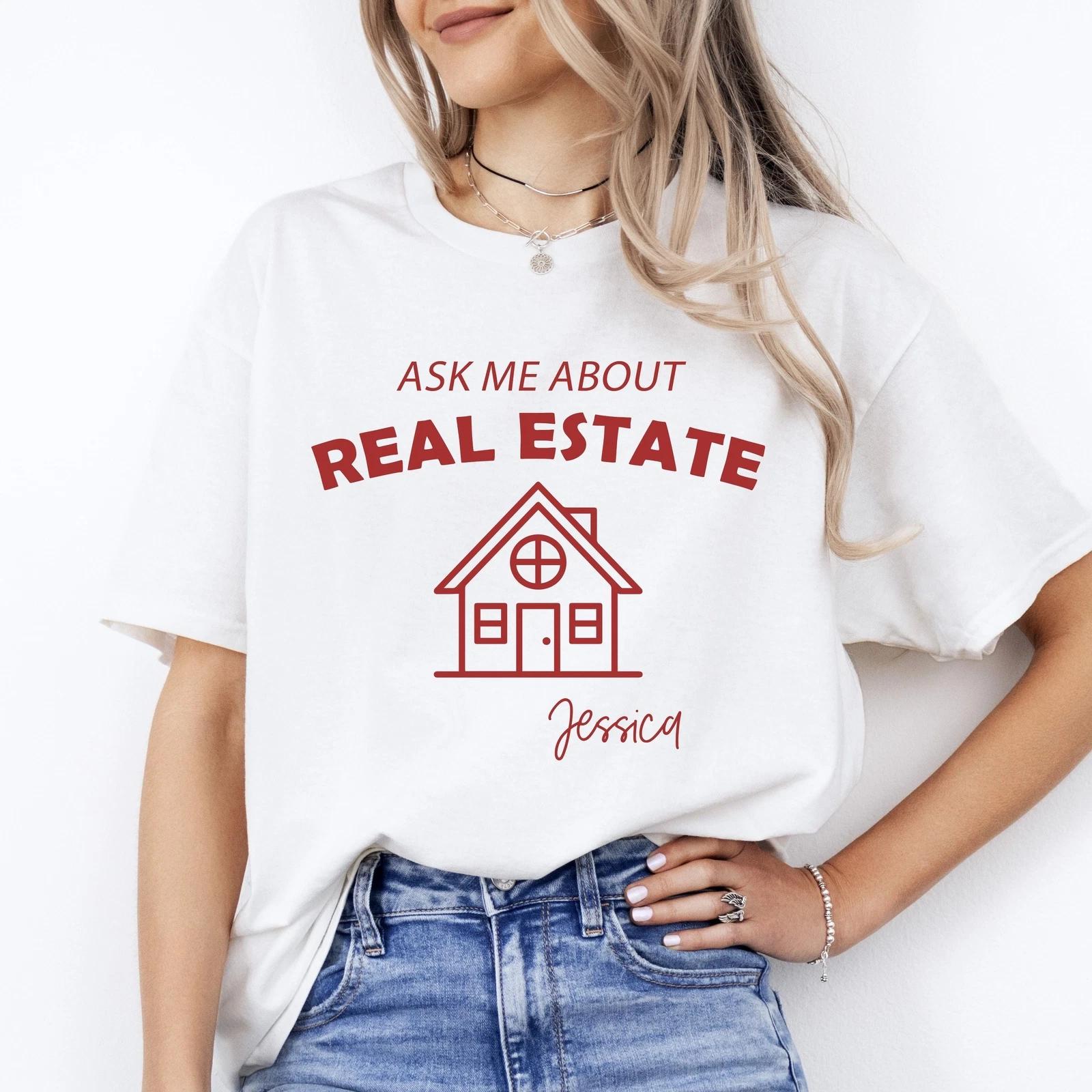 Personalized Ask me about real estate Realtor T-Shirt gift Custom name Real esta S