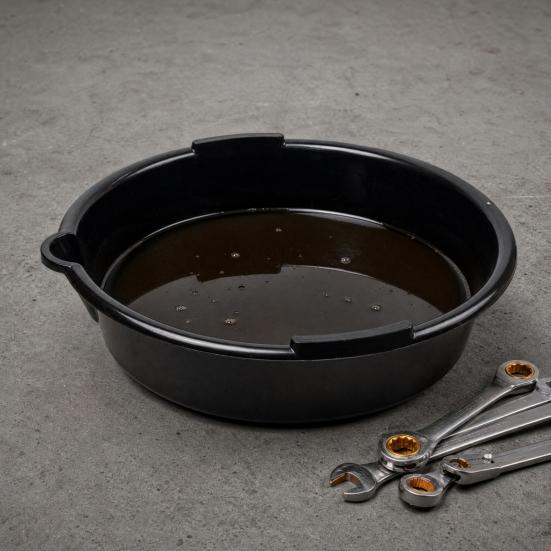 Yousheng Engine Oil Drain Pan 7-Quart Black Plastic Oil Change Pan, Waste Oil Catch Basin, Car Waste Oil Tray, Auto Repair Receiver