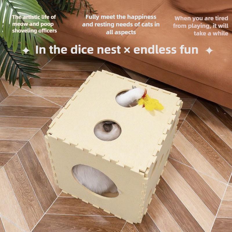 Creative Dice Cat Nest, Four Seasons Universal Cat Villa, Cat Avoid Toys, Catch and Wear-resistant Amusement Park for Pet