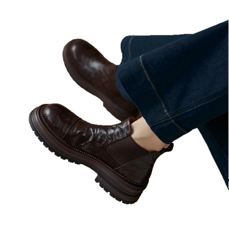 And ankle boots women's autumn and winter new retro elastic mouth one-pedal versatile small short boots women's fashion boots