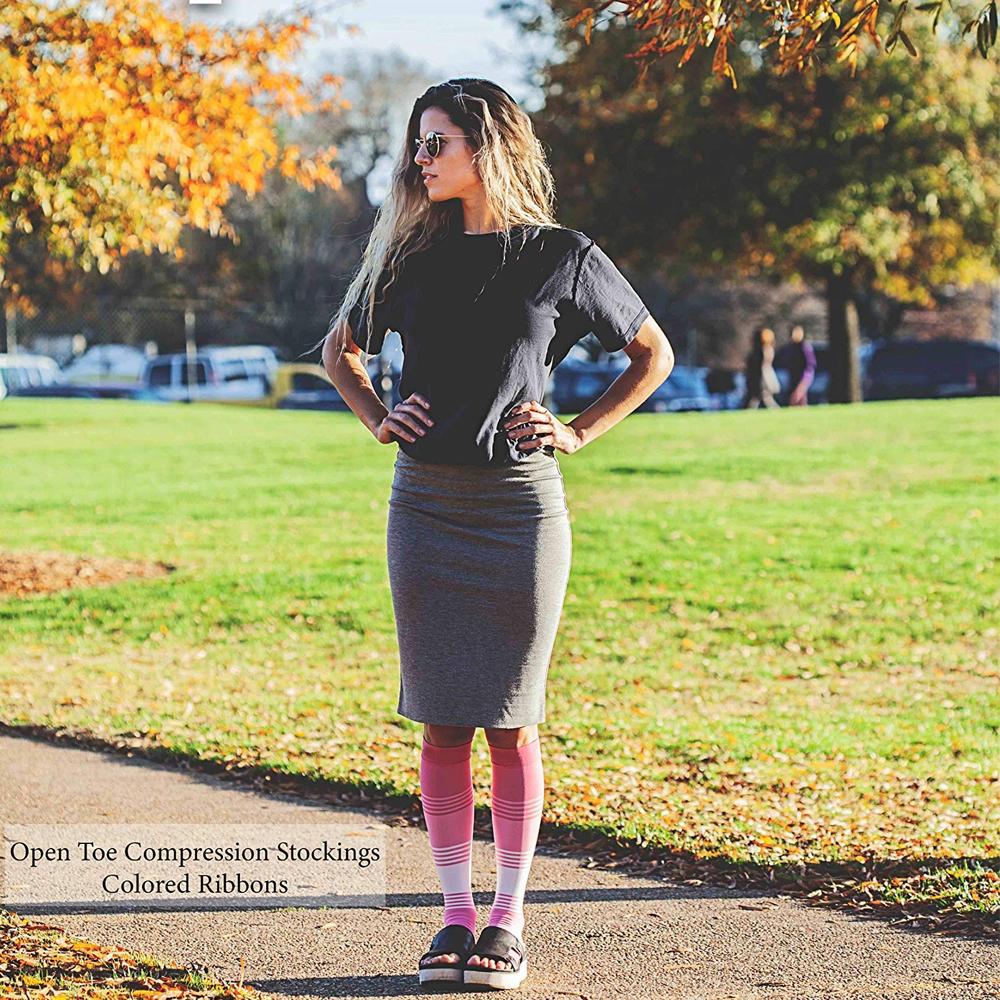 1 Pair Open Toe Compression Socks Suitable for Women and Men Circulation 20-30 MmHg Best Leg Support for Running Sports Sports Gym