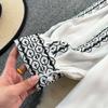 Retro Embroidered Shirt Top Female 2025 Spring Lace Up Tassel Loose Lantern Sleeves Ethnic Style Blouse Female