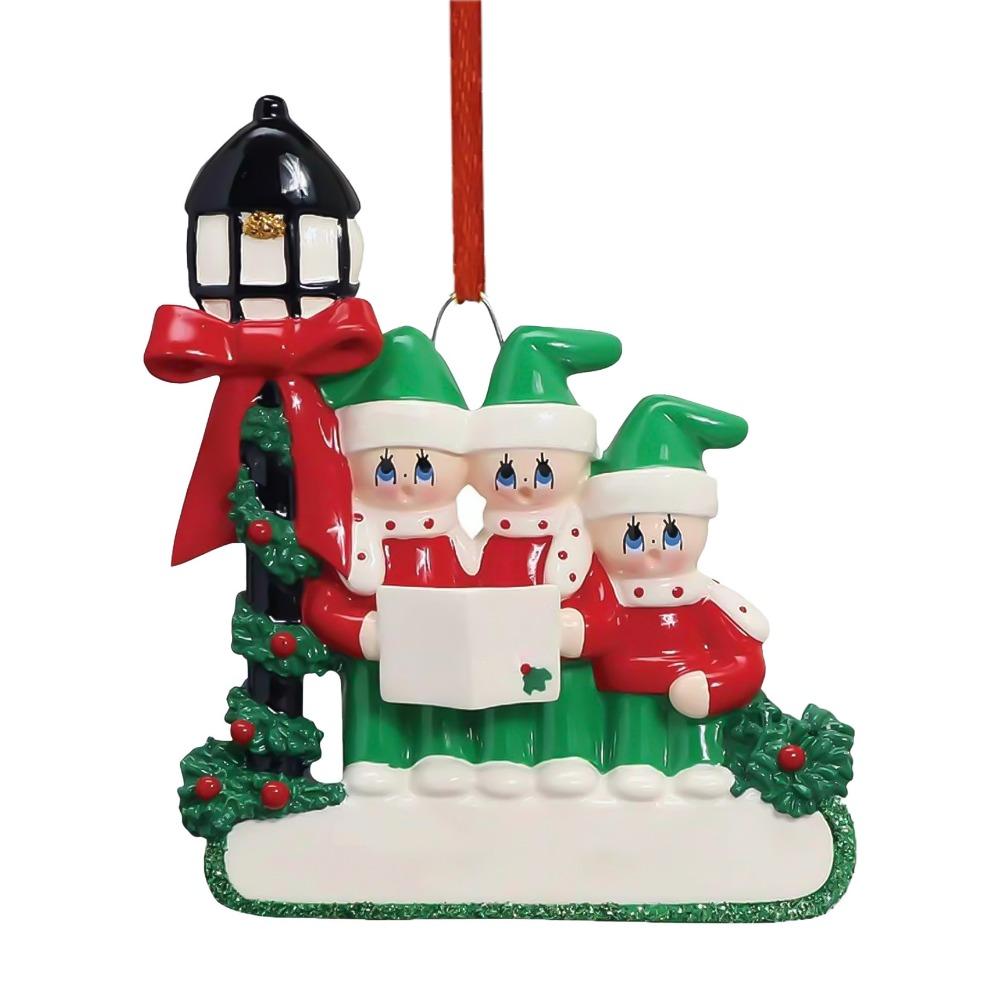 Street Lamp Christmas Family Ornaments Snowman Color Painting Family Blessings Pendant Decorative Resin Christmas Tree Ornaments